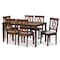 Baxton Studio Augustine Grey Upholstered and Walnut Wood 7-Piece Dining Set 165-10548-10520 - alternate 1